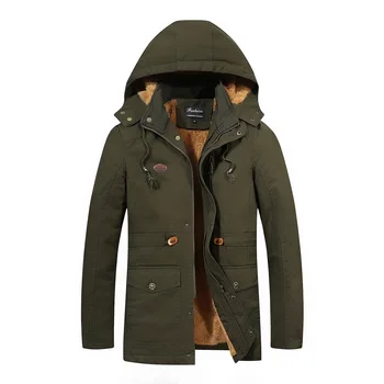 

Plus Velvet Thicken Winter Youth Lian Cap Jacket Coat Men Big Code Medium Length Money Leisure Cotton Male Jacket Chao