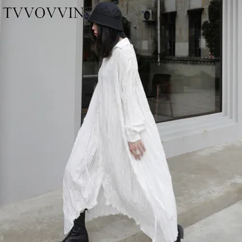 

TVVOVVIN Dresses Women Dress Women Loose Bandage Asymmetry Black White Shirt Dresses Woman Long Sleeve Irregular Clothing RB6Y
