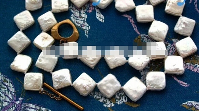 1003+++ 12 мм белый квадратный пресноводный жемчуг ожерелье