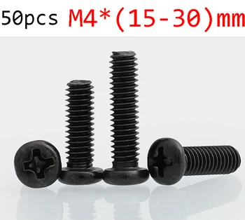 

Factory direct sale 50PCS Stainless Steel M4*(15/16/18/22/24/30/35) mm Cross Round Head stainless steel machine Screws
