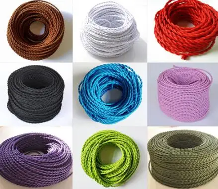 2 Core Electrical Wire Vintage Twisted Fabric Cable Woven 0.75mm*2 Cord Textile Cable Pendant Lamp Cord Edison Lighting wire