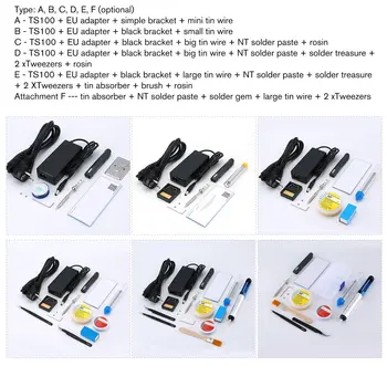 

TS100 65W Mini Electric Soldering Iron Kit Digital OLED Display Temperature Adjustable with Solder Stand Solder Wick Set