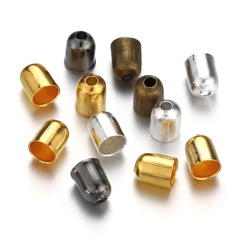 100pcs 4 5 7 8 10mm Tassel Cap Bracelets Leather Rope Cord End Tip