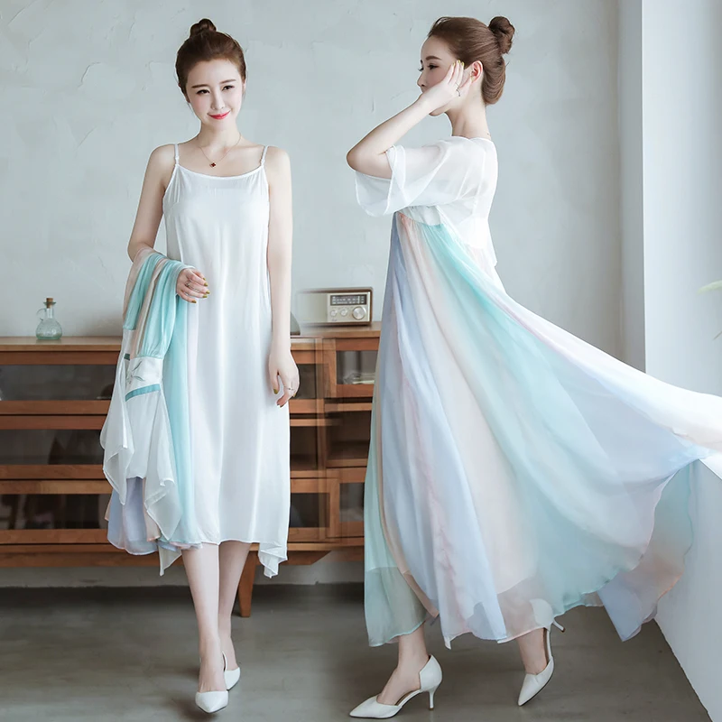 

Chinese Traditional Women Hanfu Dress Fairy Princess Long Dresses Vintage Chiffon Clothes Women Dynasty Dance Costumes