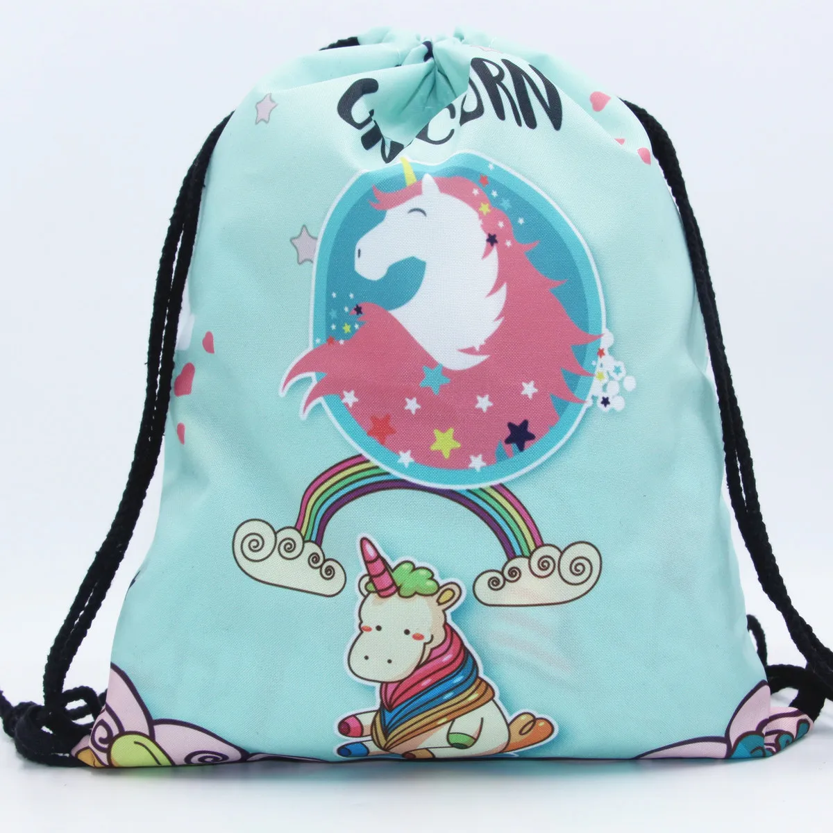 

2017 Heat-3D Printed Drawstring Storage Oxford Bag Shoulder Knapsack Belt