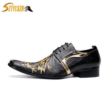 

2019 Luxury Brands Fashion Dragon Embroidery Men Oxford Shoes Genuine Leather Party Wedding Dress Shoes Lace Up Men Brogue Shoes