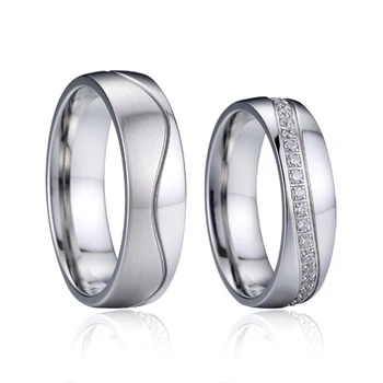 

Luxury handmade love Alliances anniversary marriage wedding rings for couple stainless steel cz ring bague mariage anillos