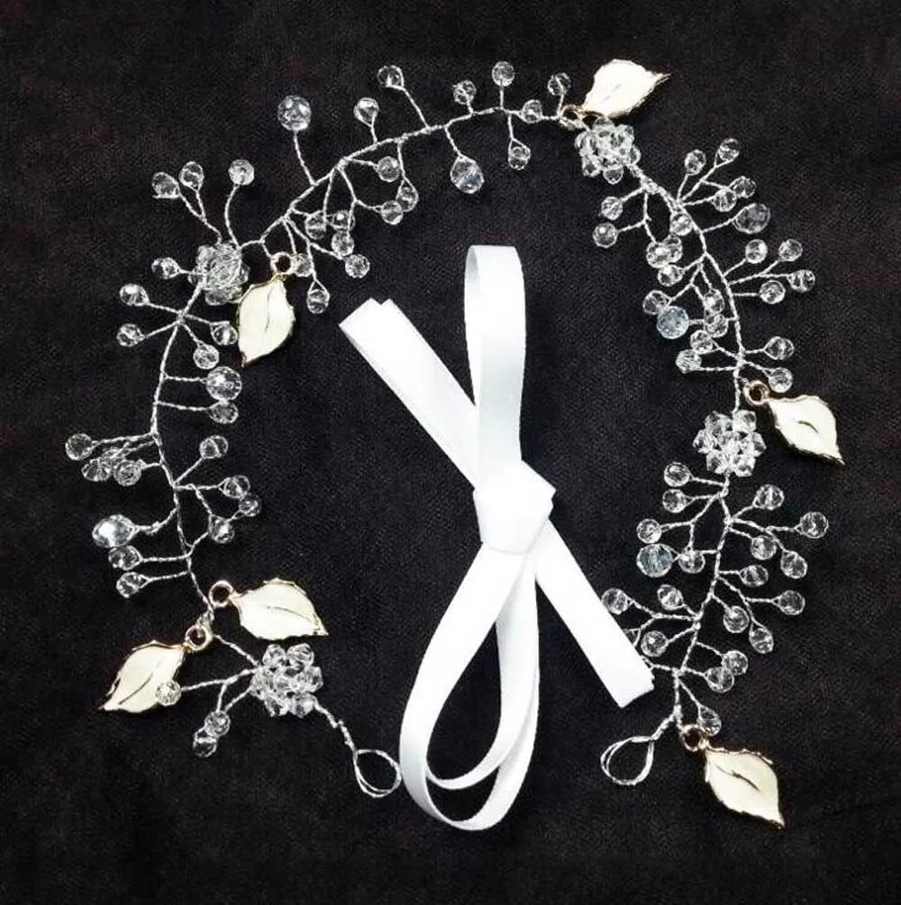 Свадебная повязка на голову с кристаллами и листьями для невесты, свадебные аксессуары для волос для женщин