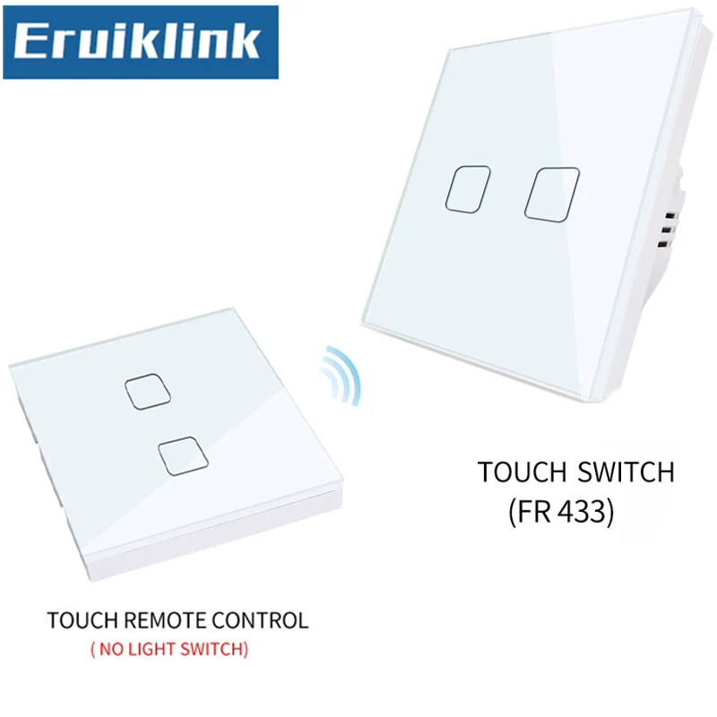Switch With Touch RC ЕС/Великобритания Стандартный 1/2/3 местный 1 позиционный сенсорный Беспроводной дистанционного Управление светильник переключатель, белый Стекло Панель RF433 умный дом сенсорный настенный выключатель - Цвет: Switch With Touch RC