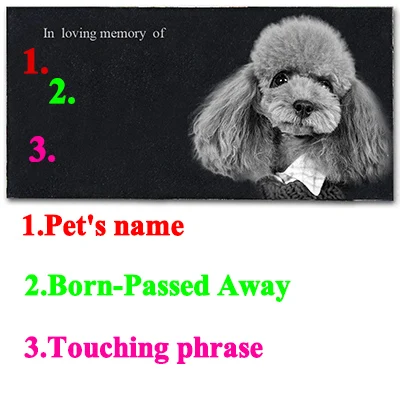 Pet Memorial Stones Engraved with Pet's Photo Personalized 12"&times;6" inch JSYS