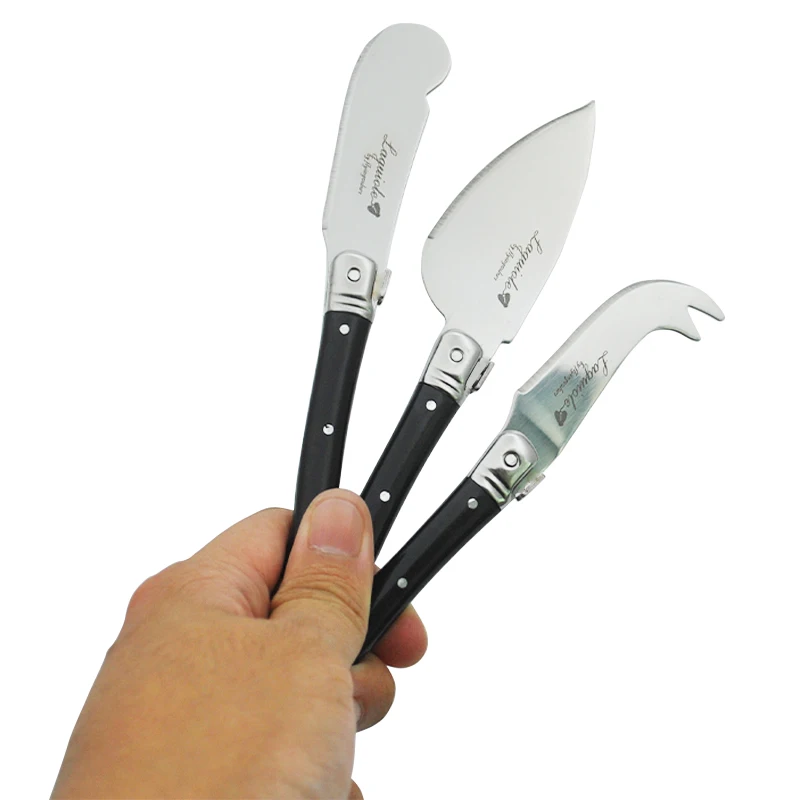 Cutlery Set Western Style Cutlery Set Picnic Cutlery Set 3pcs Laguiole Cheese Knife set Butter Spreaders Cheese Knives Scraper Slicer Cutter Red Rainbow