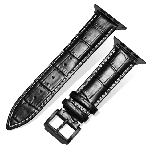 Black black1 Кожаный ремешок для apple watch, ремешок для apple watch, 44 мм, 40 мм, 42 мм, 38 мм, браслет для часов iwatch, серия 5, 4, 3, 2, 1, аксессуары - Цвет ремешка: Black black1