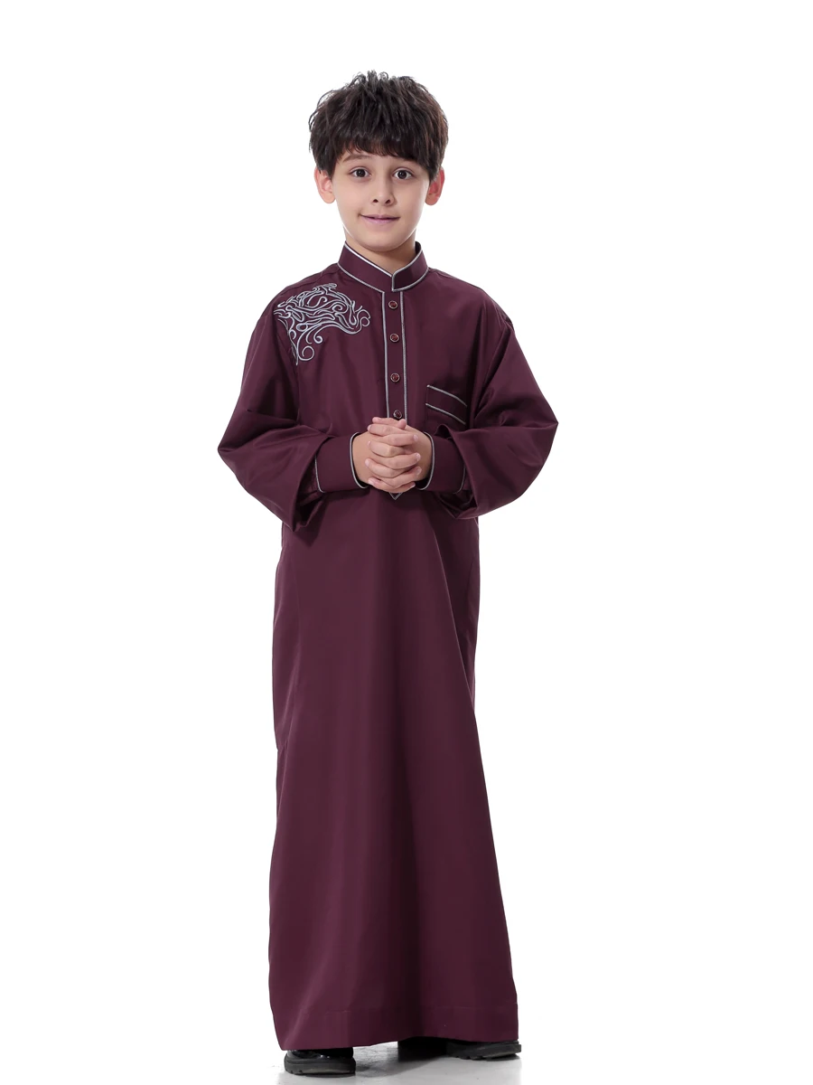 Islamic Muslim Kids Boys Jubba Kaftan Dishdasha Thobe Abaya Arab Robe Maxi Dress