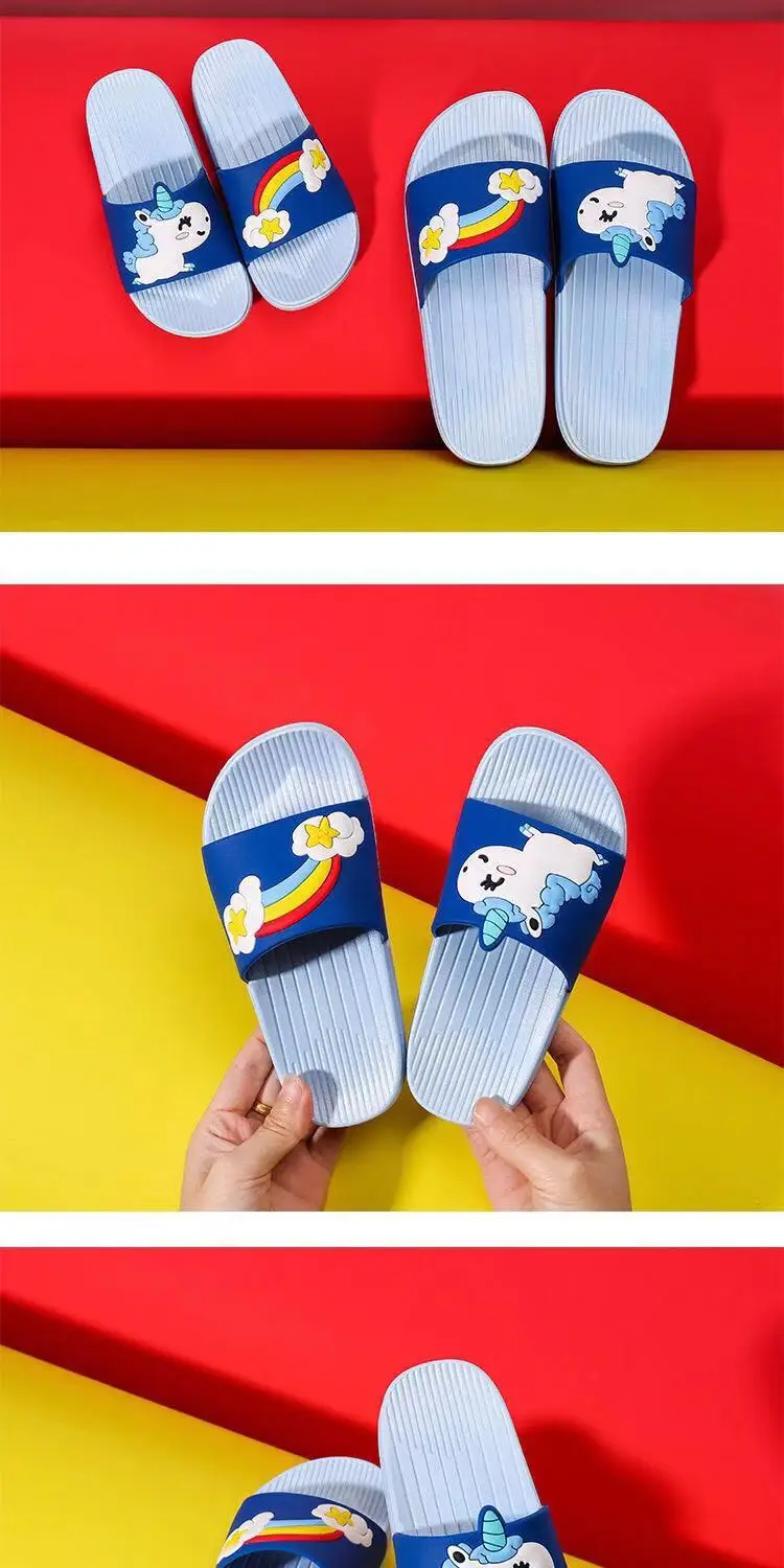 Baby Girls Cartoon Unicorn Toddler Beach Swimming Slippers Kids Boy Rainbow Shoes Children Summer Flip Flops Indoor Cute Sandals