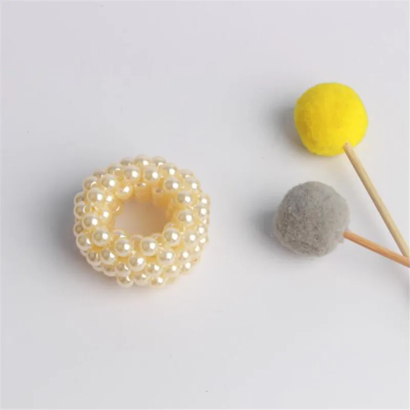 Gold Pearls Beads Hair Ties Elastic Hair Bands For women Hair Rope Scrunchies Ponytail Holders Rubber Hair Accessories - Color: Gold