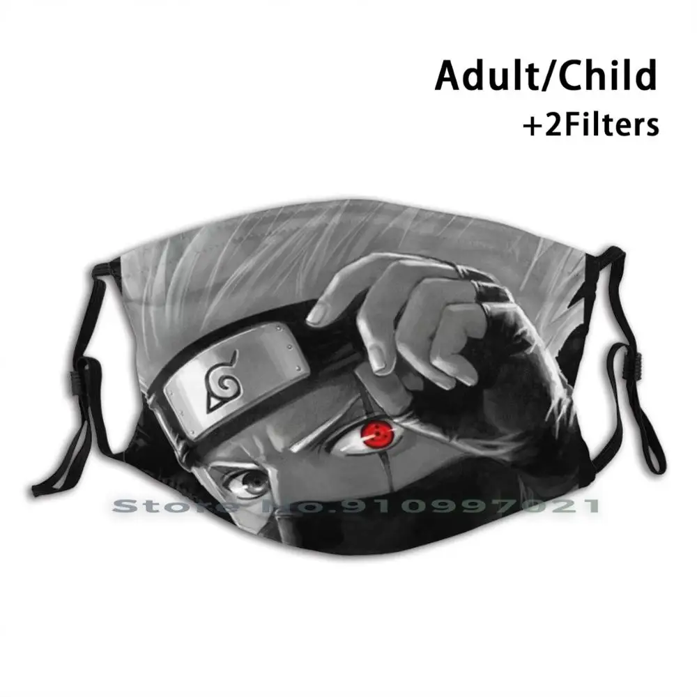 

Anime ( Kakashi ) Print Reusable Mask Pm2.5 Filter Trendy Mouth Face Mask For Child Adult Anime Manga Japan Japanese Cute Funny