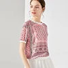 100% Silk Tshirt Women Print Loose T-shirt Women High Quality O Neck Short Sleeves Casual Basic Elegant Clothing Fashion ► Photo 2/6