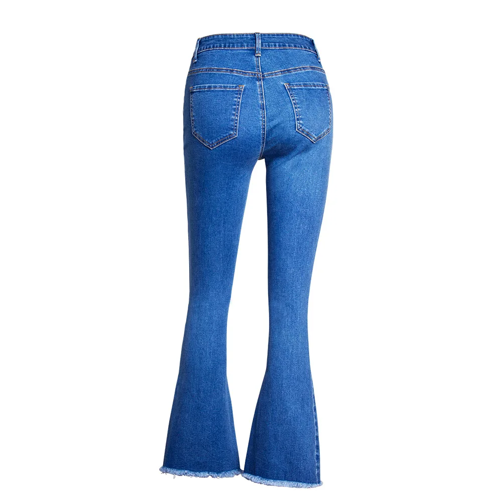Striped Wash Push Up Flare Jeans Woman Stretch High Waist Plus Size Wide Leg Denim Pants Femme New Autumn Sale Items