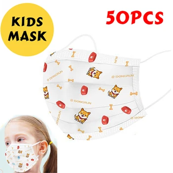 

50Pcs Disposable 3 Layer Mask Face for Kids Children Mouth Masks Anti Virus Meltblown Filter Flu Dust PM2.5 Protective Mask
