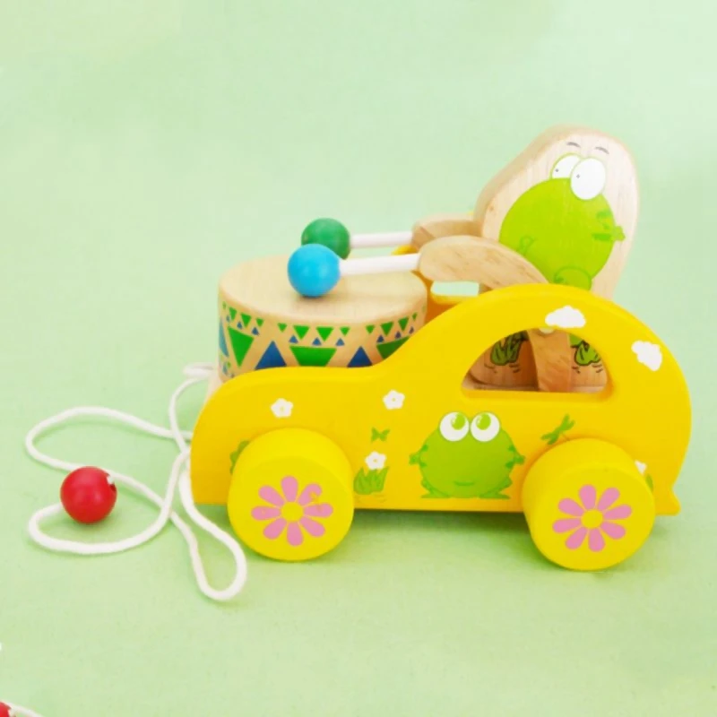 Лягушка линия тяги автомобиля лягушка удар барабана машина эвкалипта деревянная игрушка автомобиль