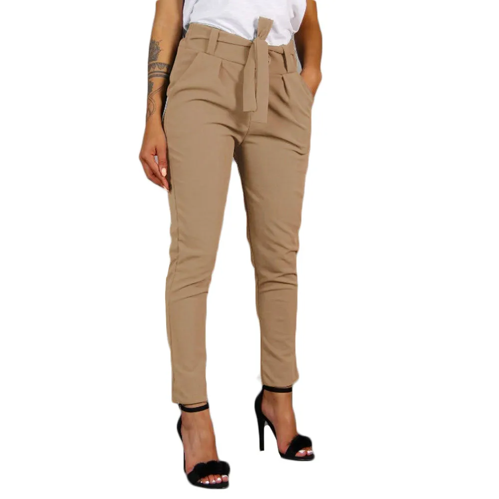 

Casual Loose Lace Up Formal Elegant High Waist Bow Tie Drawstring Female Bandage Belted Trousers Women Office XXL #YL10