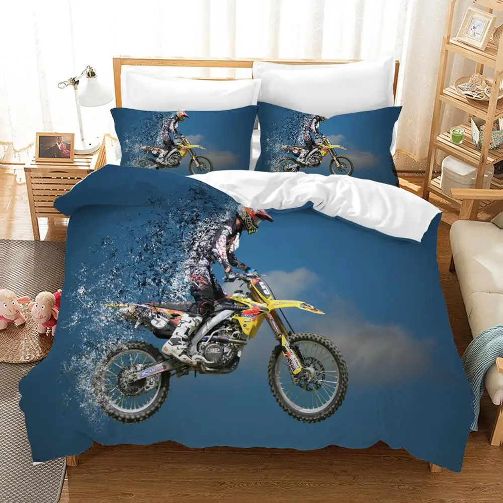 

Motorcycle Bed Linens Duvet Covers Pillowcases Isle of Man TT Motocross Racing Comforter Bedding Sets Bedclothes Bed Linen