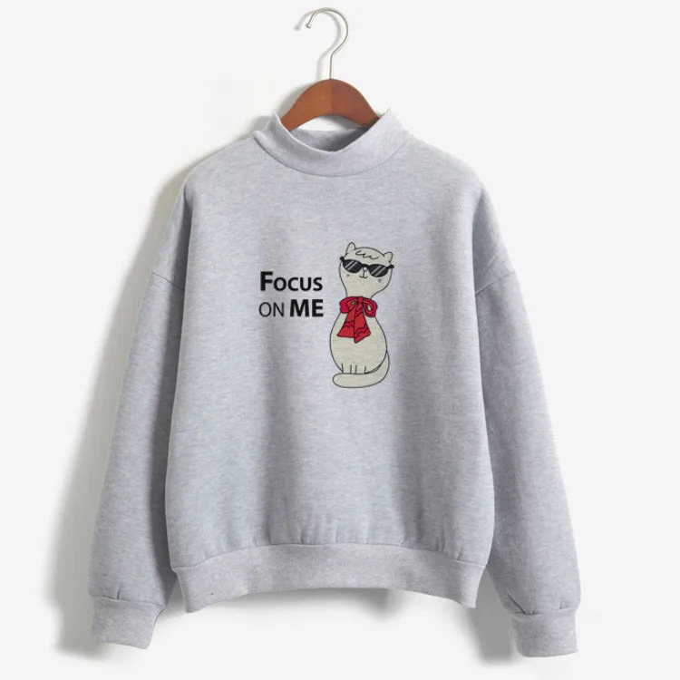 GRAY-DY083 Повседневные каваи толстовки женские осенние BlueHoodies женские худи с кошкой милый Свитшот уличная одежда Толстовка для подростков мультфильм - Color: GRAY-DY083
