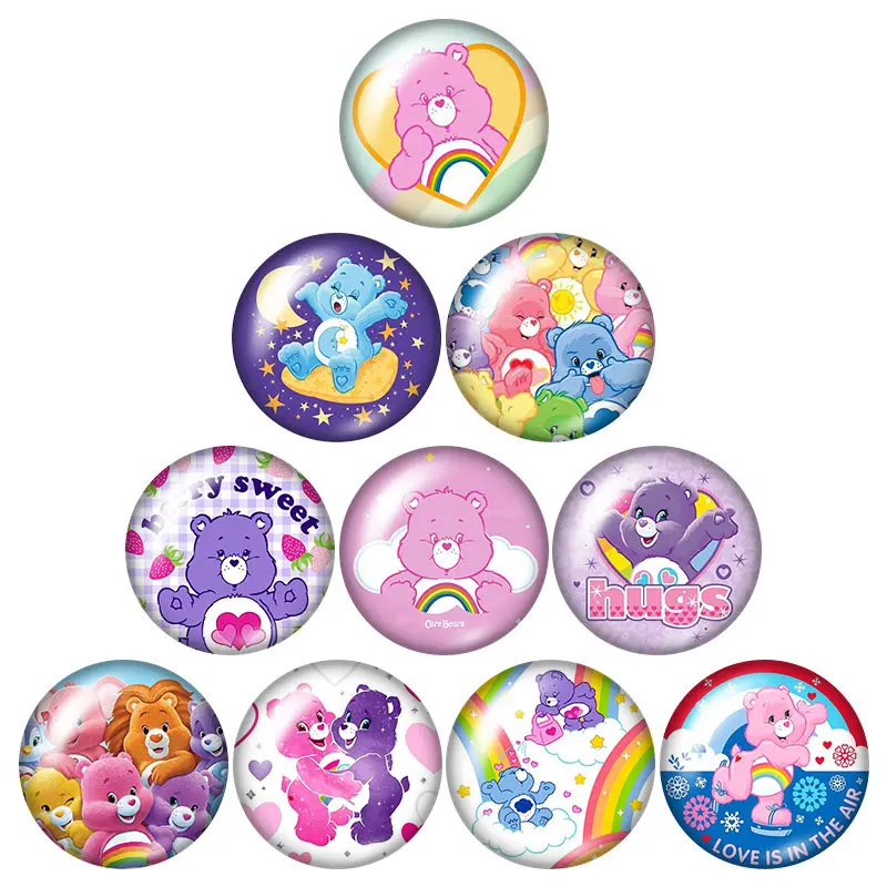 Прекрасный Care Bears стильная футболка с изображением персонажей видеоигр 18 мм кнопки 10 шт, смешанные цвета, круглый стеклянный кабошон стиль для украшение с защелкой - Окраска металла: DB1147