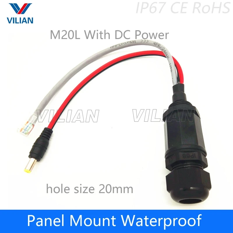 M20 DC Ethernet LAN водонепроницаемый разъем, полевая сборка RJ45 водонепроницаемый разъем, с 20 см DC мощность Штекер кабель