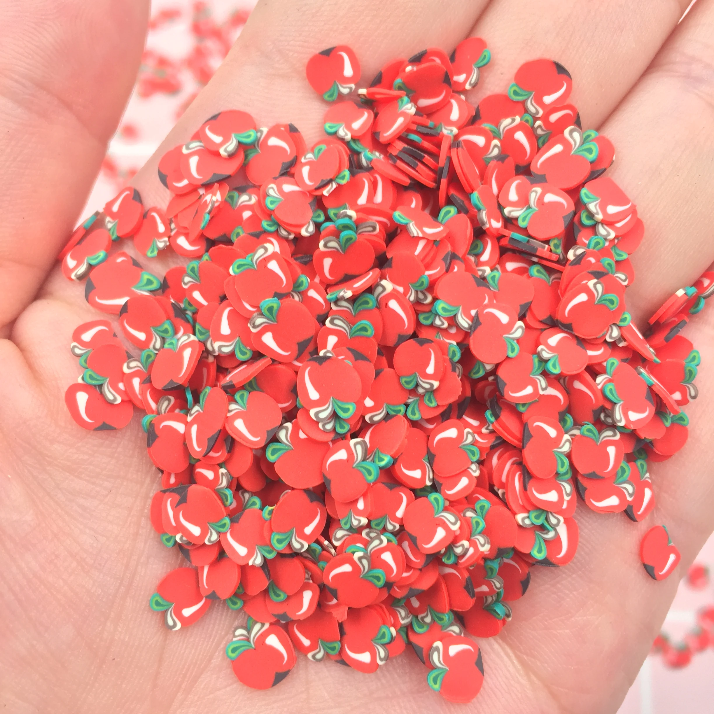 100 г/лот Рождественские 3D яблоки Fimo Ломтики Полимерная глина брызги для DIY украшения ногтей Скрапбукинг телефон торт аксессуары