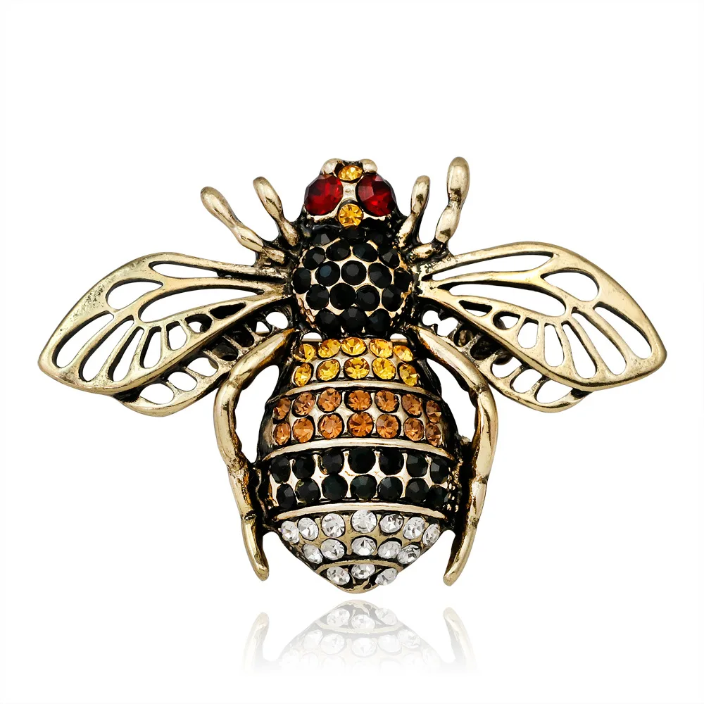

Cross-border e-commerce supply fashion Europe alloy diamond bee brooch insect series ladies corsage spot