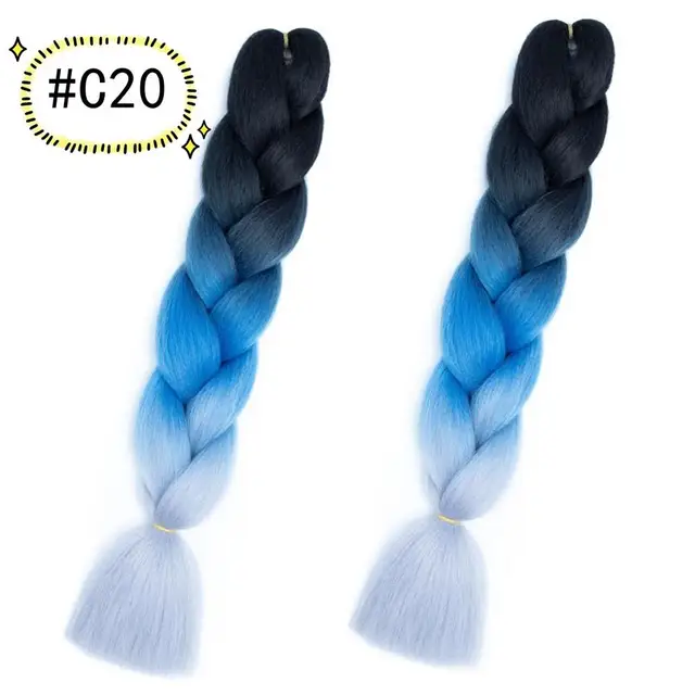Jumbo Braiding Hair Extensions Kanekalon Braiding Hair 24 Inch Ombre Multiple Tone Colored Synthetic Hair for Women C20