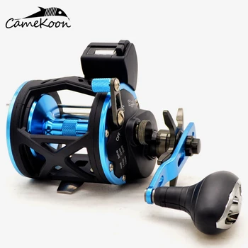 

CAMEKOON Line Counter Trolling Fishing Reel Round Baitcasting Reel Graphite Body Large Line Capacity 5+1 BBs Saltwater Drum Reel