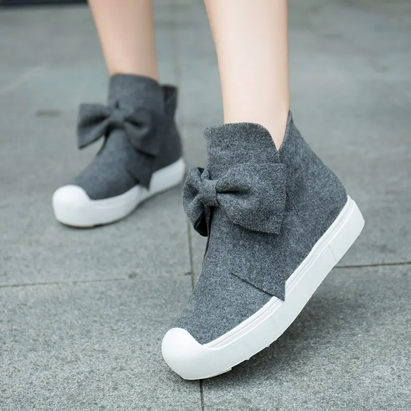 

2019 Autumn New Style Bow Suede Martin Boots WOMEN'S Boots Inner Height Increase High-Fashion Boots Versatile Korean-style