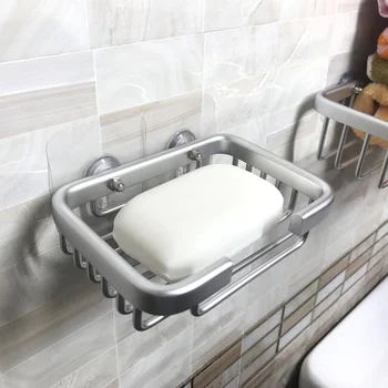 

Bathroom Soap Dishes Aluminum alloy Soap holder Drill free Wash Bash Shower Room Soap box 130*90*95mm