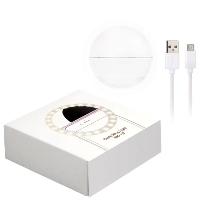 Селфи кольцевой светильник с зажимом на USB Перезаряжаемый 36 светодиодный наполняющий светильник для камеры и телефона отбеливающая лампа для красоты и похудения DXAC