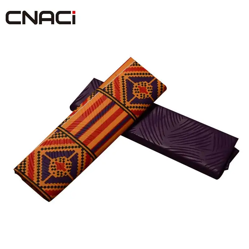 19070002 CNACI Новинка Kente Ткань Гана принт африканская ткань Анкара настоящий воск блок печать ткань 2+ 2 ярдов для женского платья - Цвет: 19070002