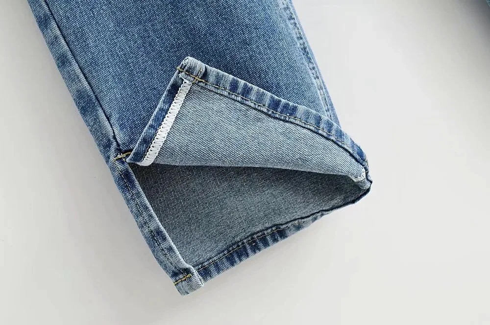 2020 Autumn Vintage High Waist Straight Floor Length Jeans Ripped Jeans Women Boyfriend Denim Pants High Street Long Trousers