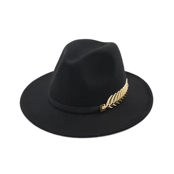 

X3006 Unisex Woolen Hat Women's Broad-Brimmed Caps British Classic Fedora Hat Wide Brim Caps Fashion Hats Adjustable Size