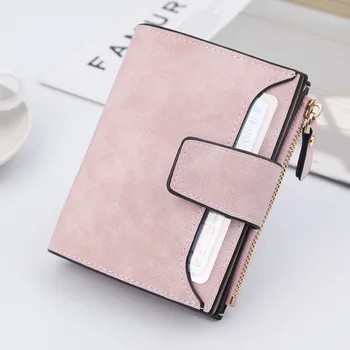 

QQD Leather Women Wallet Hasp Small Slim Coin Pocket Purse Multifunction Women Belt Bag Cards Holders Causal Travel Purse Fasion