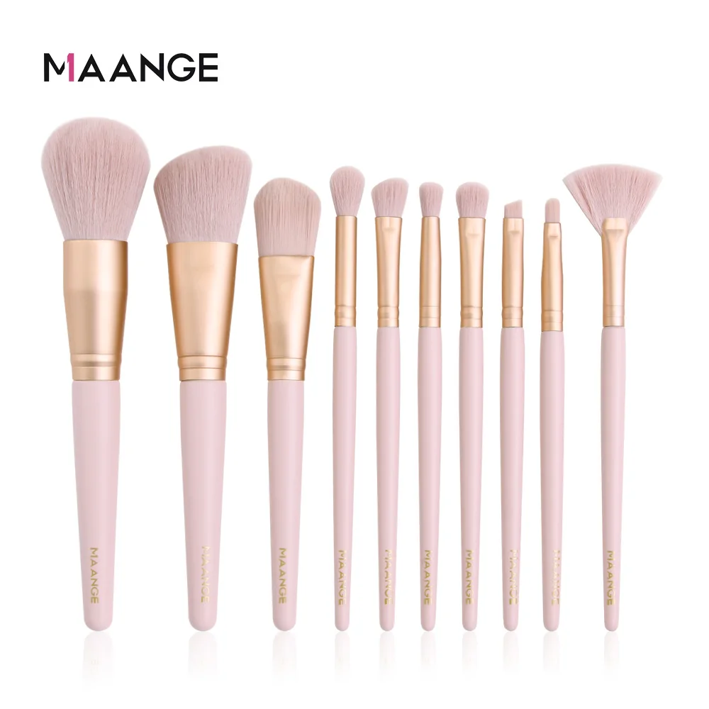 MAANGE Pro, 10 шт., набор кистей для макияжа, натуральные мягкие волосы, красота, пудра, основа, тени для век, макияж для лица, косметические кисти