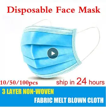 

Makeup mirror Adjustable Straps Solid 50pcs Facemask One time Disposable Masks With Design Masker 3Ply Skin Masks