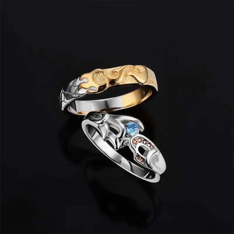 

LOL Game Hero Master Couple Lovers' Rings Wukong Ahri 925 Sterling Silver Ring Game Cosplay Women Jewelry Engagement Ring Gifts