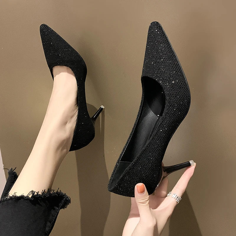

Women Pointed Toe Pumps Female Rhinestones High Heels Ladies Star Style Color Wedding Shoes Crystal Clear Woman Pumps Sandals