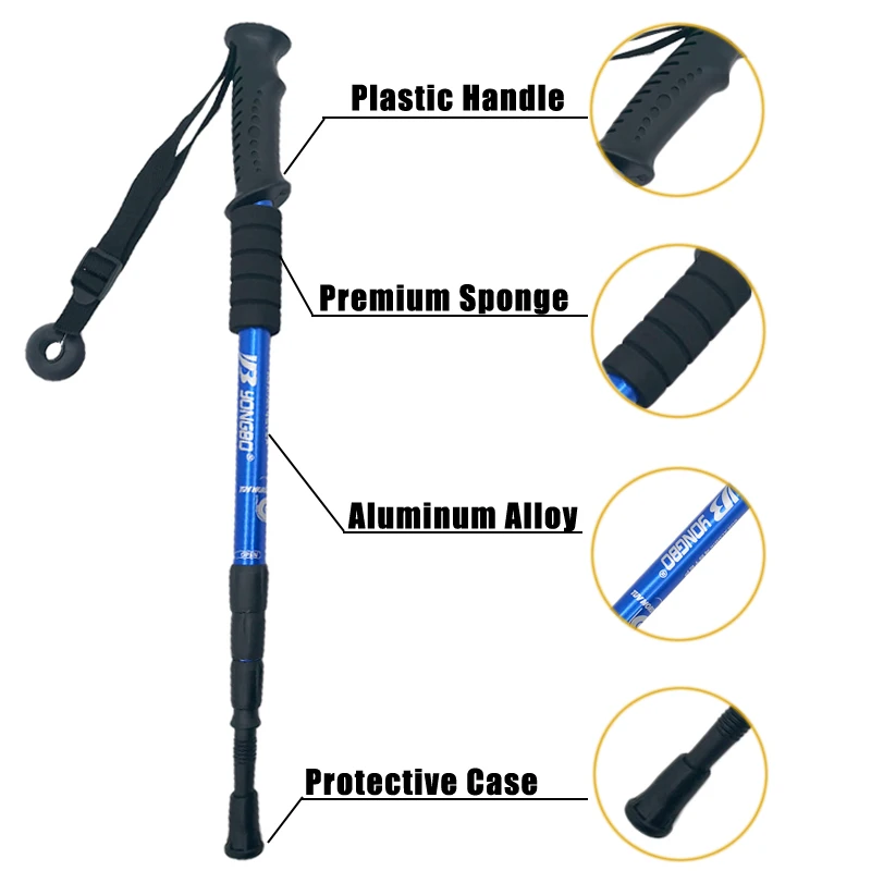 Walking Adjustable Trekking Pole Anti Shock Ultra Light Alpinism Poles Telescopic Ultralight Hiking Travel Non-slip Stick