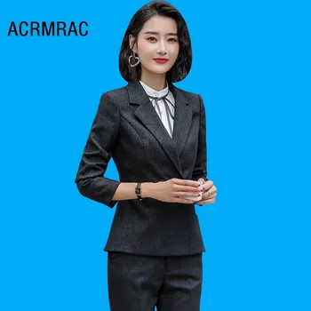 

Women suits Slim autumn winter Solid color jacket Pants 2-piece set OL Formal Women pants suits Woman set suits 8259