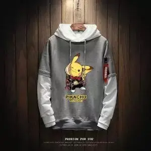 Покемон Аниме толстовки для мужчин Kawaii печать куртка Пикачу с капюшоном милый мультфильм свитер пуловер Косплей унисекс Moletom толстовка с капюшоном - Цвет: 4