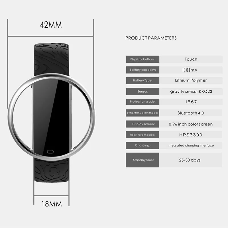New Design Fashion Smart Watch Multi-Sport Mode Bracelet With Heart Rate Sleep Monitoring SMS Push Fitness Smartwatch