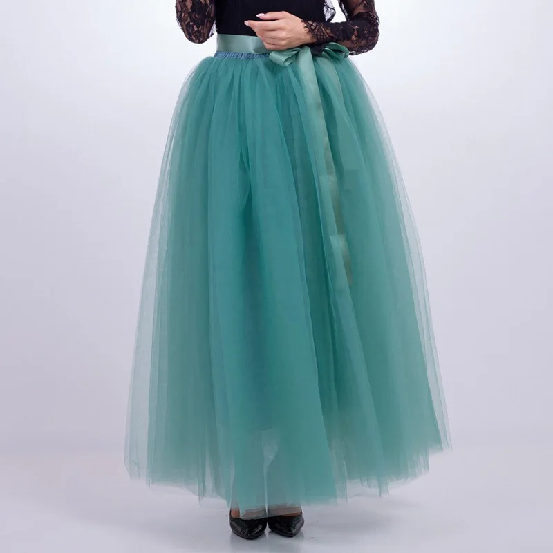 

FOLOBE в наличии темно-зеленая пышная женская шифоновая фатиновая Юбка faldas с высокой талией макси длинного размера плюс гранж Jupe Женская юбка TT014