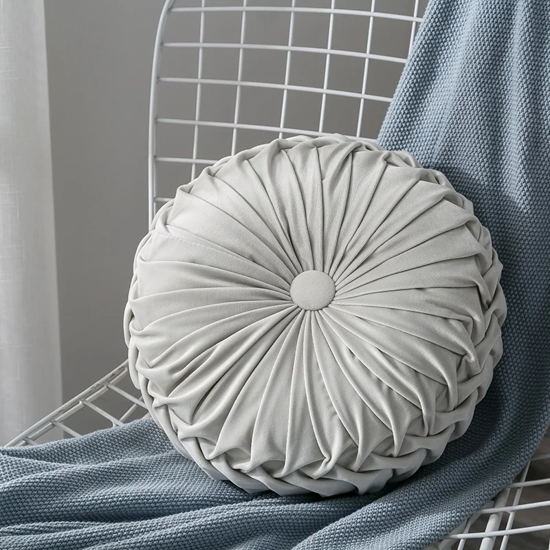 Модная однотонная бархатная плотная Вельветовая мягкая диванная подушка сиденья стул круглая домашняя подушка - Цвет: C
